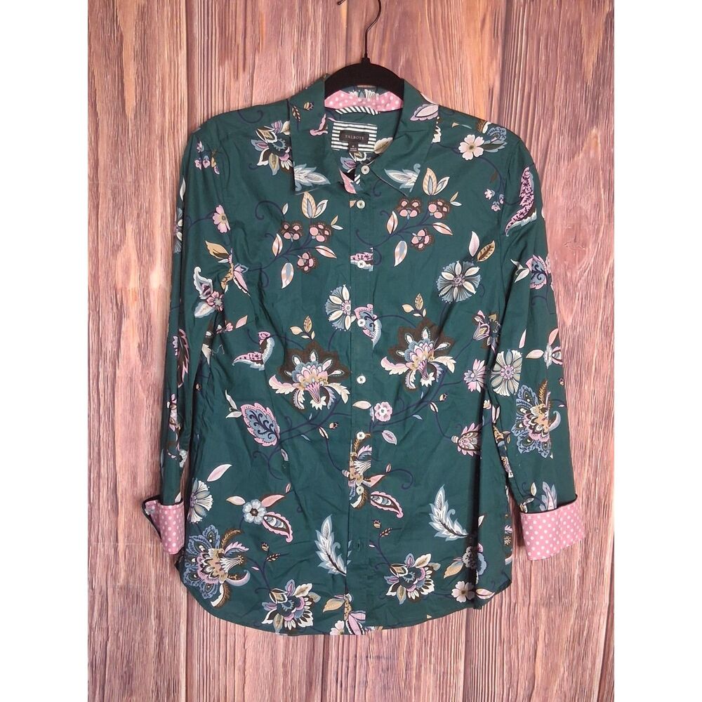 Talbots button down floral long sleeve blouse size medium